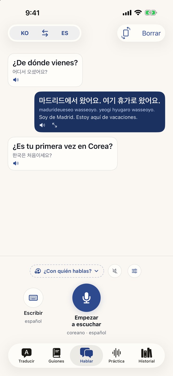 Una conversación en directo, cada frase del lado de quien la dice