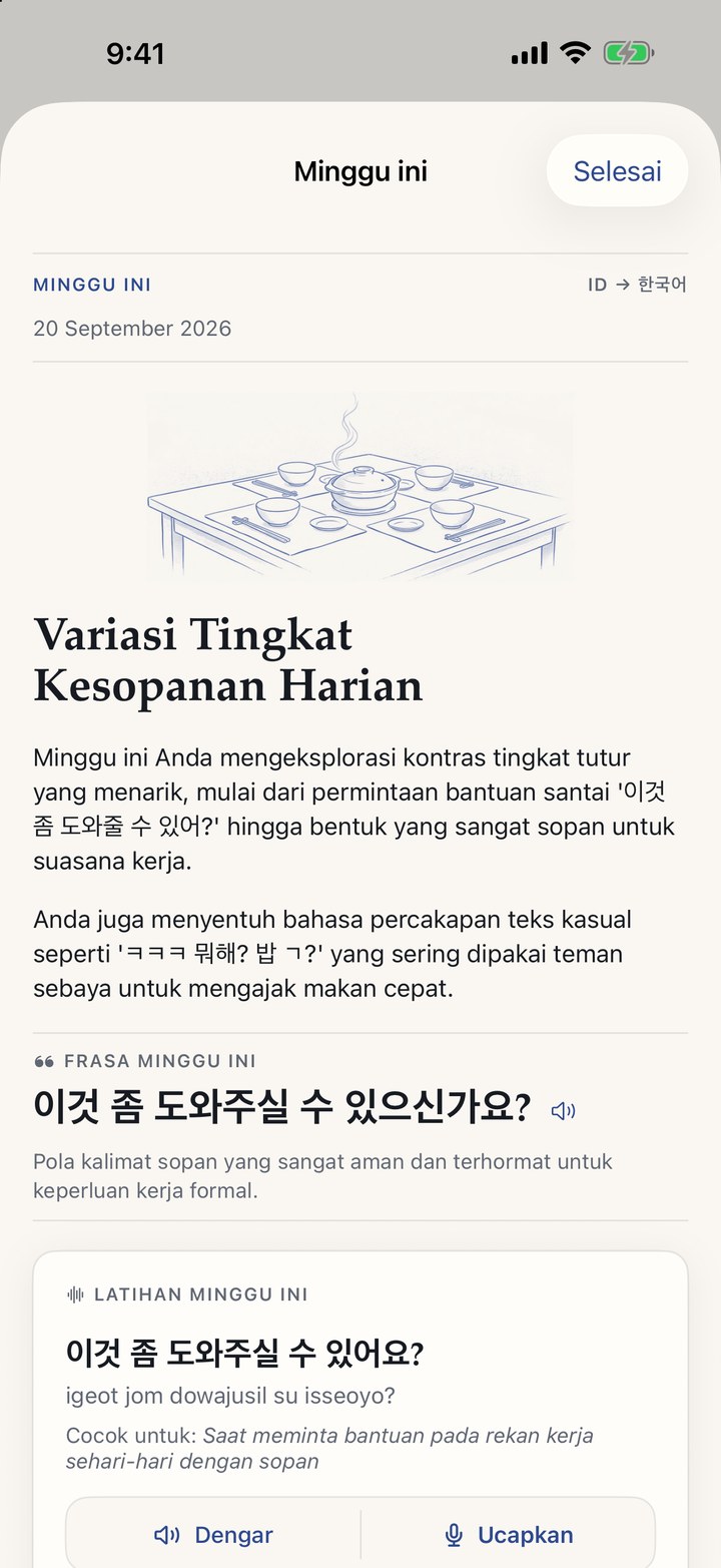 Pelajaran minggu ini, ditulis dari kalimat Anda sendiri