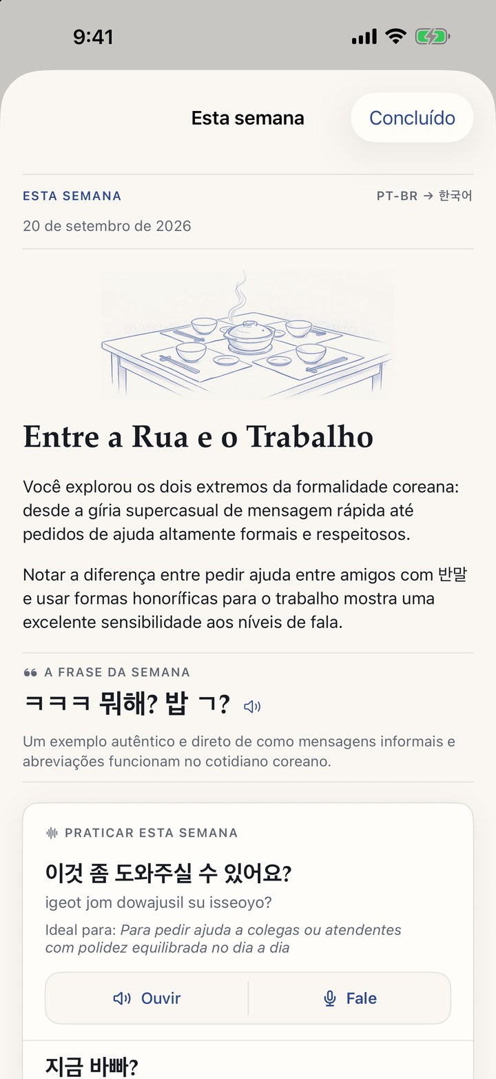 A lição desta semana, criada a partir das próprias frases do usuário
